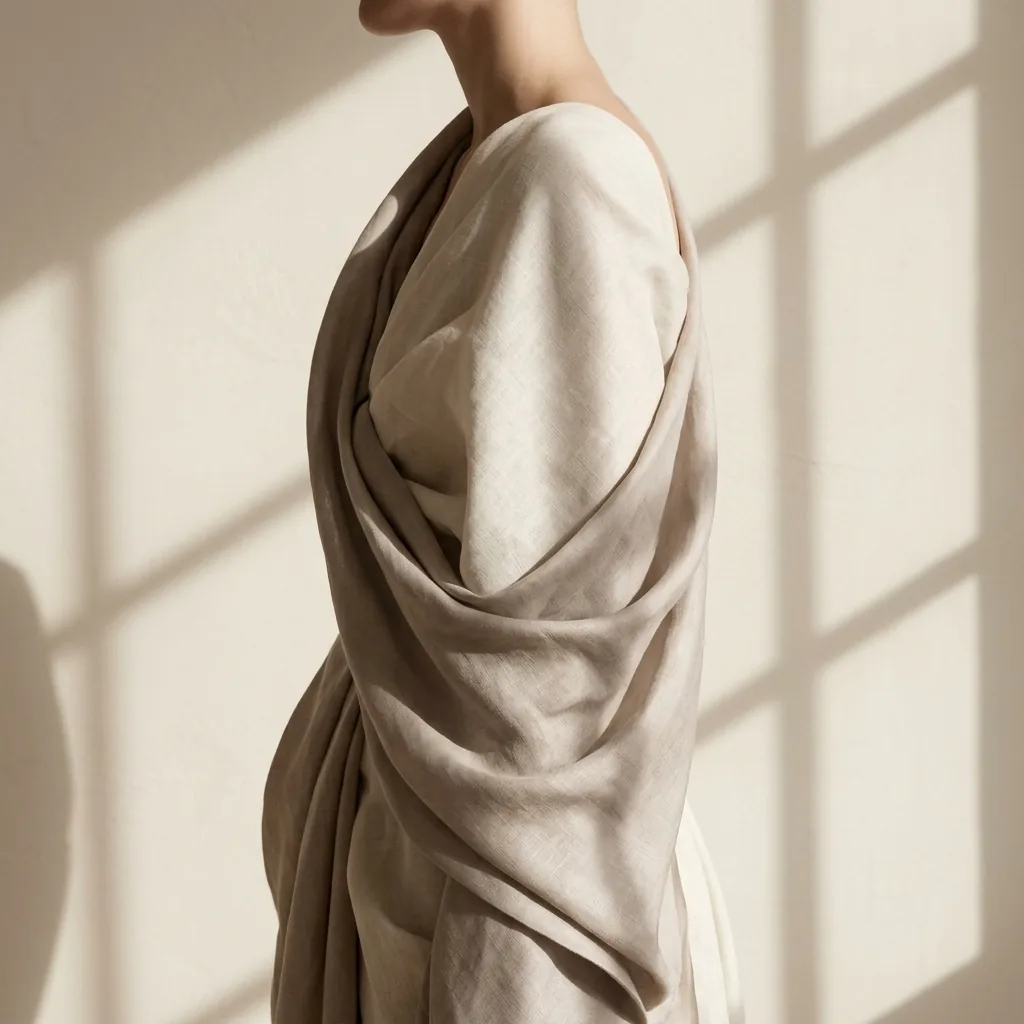Silhouette of a woman's torso in soft draped fabric illustrating Kibbe body architecture and physical form